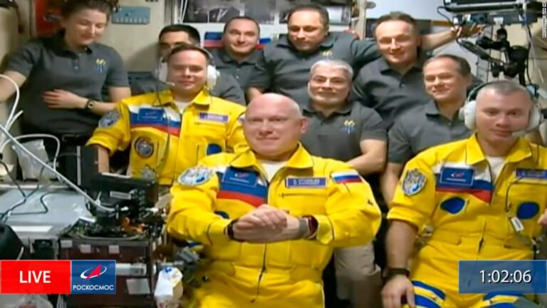Russian cosmonauts ‘blindsided’ by controversy for boarding ISS in yellow suits