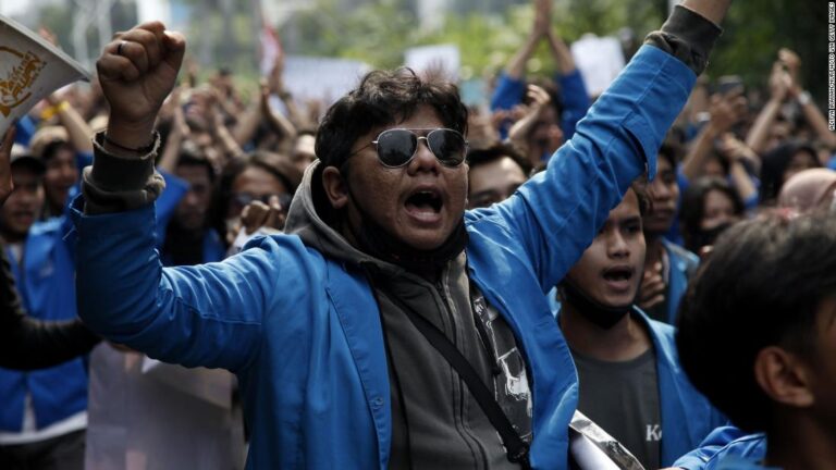 Indonesia police fire tear gas as students protest cooking oil prices and third term for president