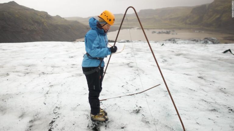 See how experts measure glacier melt in Iceland