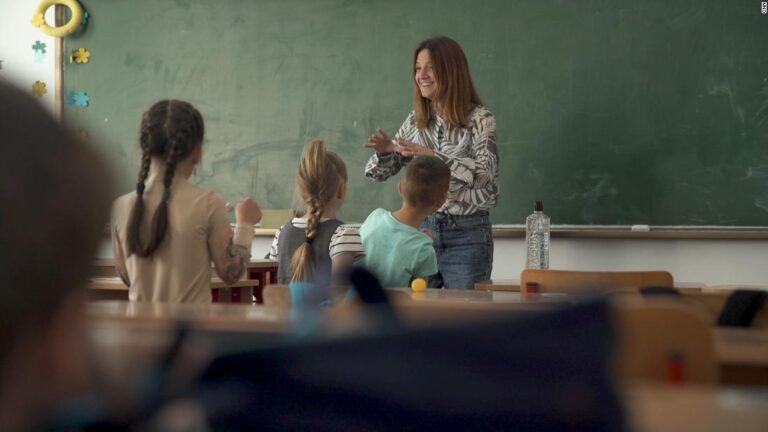She fled Ukraine with her two year old son. Now she teaches hundreds of refugee children
