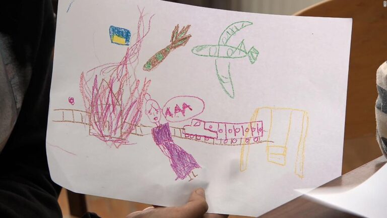 Children’s bleak drawings show extent of trauma on Ukrainian civilians