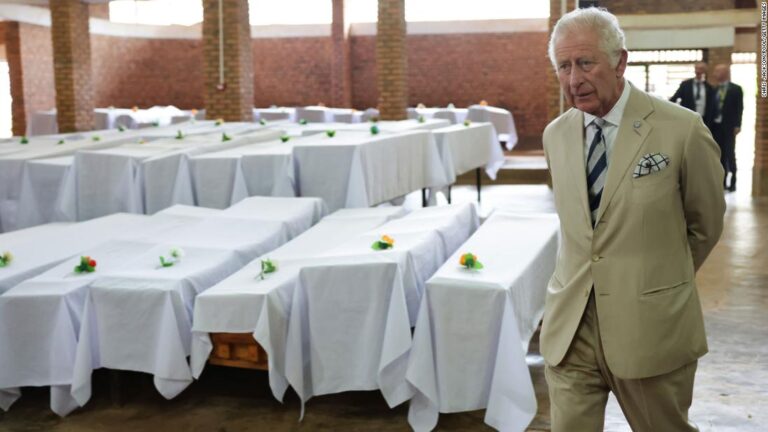 Britain’s Prince Charles is shown skulls of genocide victims