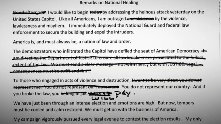 New video reveals Trump crossed out lines in Jan. 7 speech condemning lawbreakers