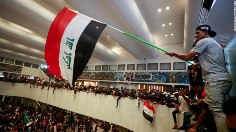 Dozens injured in clashes around Baghdad’s Green Zone as demonstrators storm Iraq’s parliament