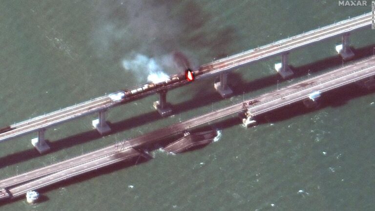 Satellite images show aftermath of Crimea bridge explosion