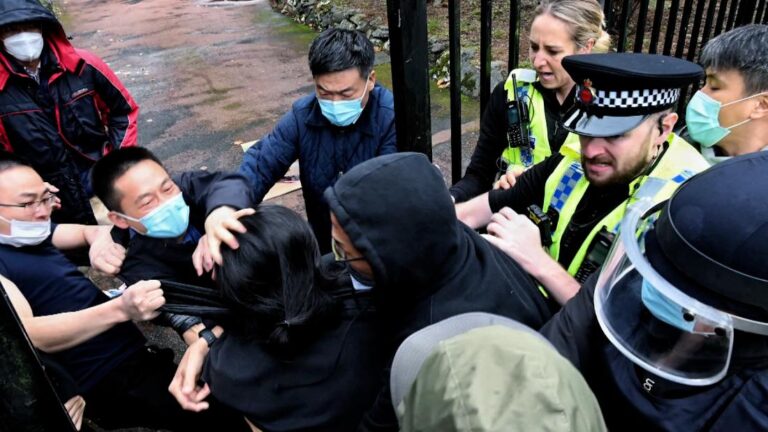 Video shows scuffle outside Chinese consulate in Manchester