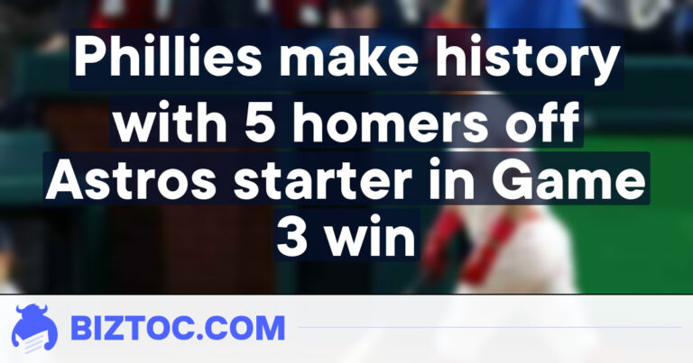 Phillies make history with 5 homers off Astros starter in Game 3 win