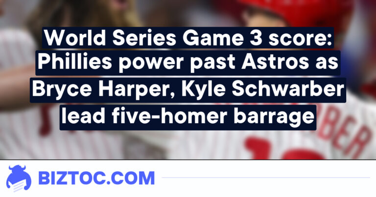 World Series Game 3 score: Phillies power past Astros as Bryce Harper, Kyle Schwarber lead five-homer barrage